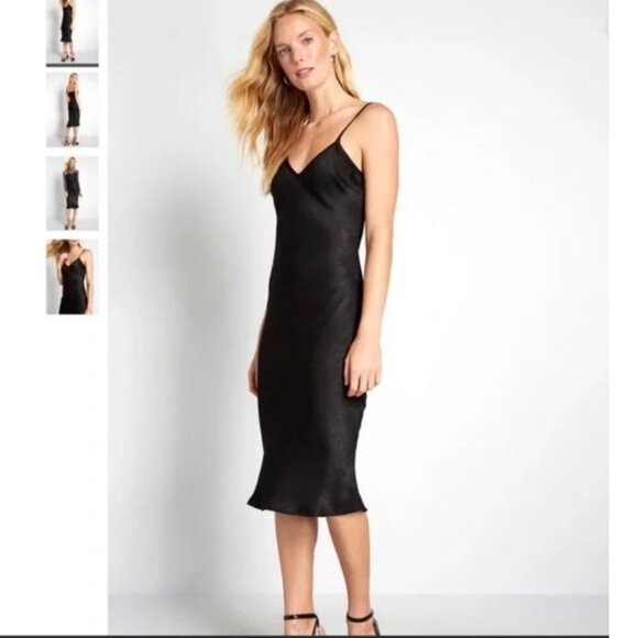 Mod Cloth textured slip dress black - Picture 1 of 9